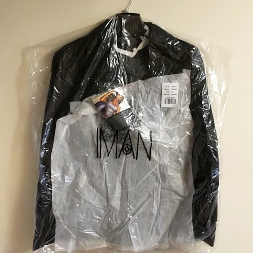 Iman 100% Genuine Leather Jacket Jet Black XL
